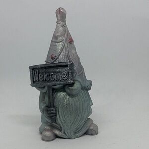 Unique Resin Gray and Pink Gnome Figurine